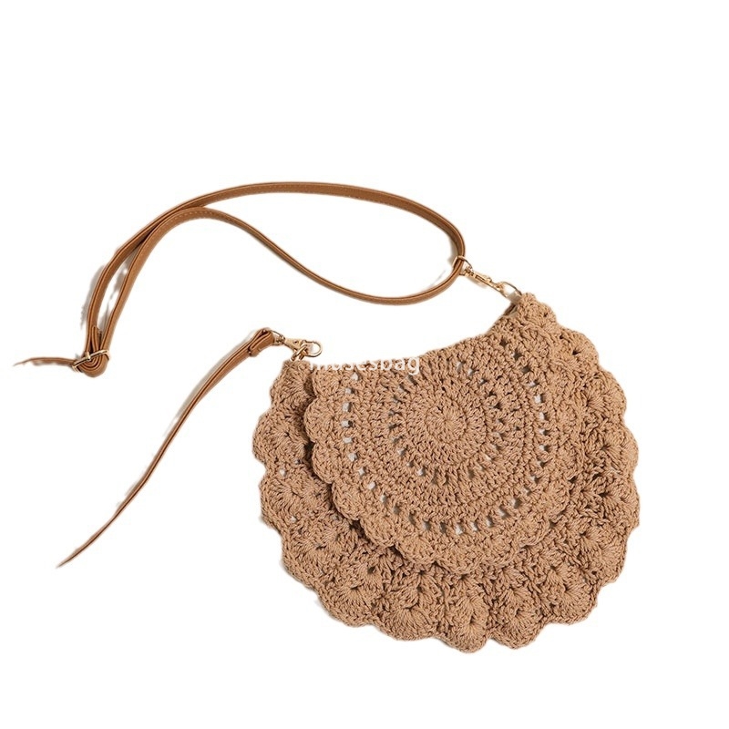 Designer Women's High Quality Classic Practical Lace Multi functional Crossbody Cotton Thread Woven Bag Hollow Out One Shoulder Vacation Beach Ba