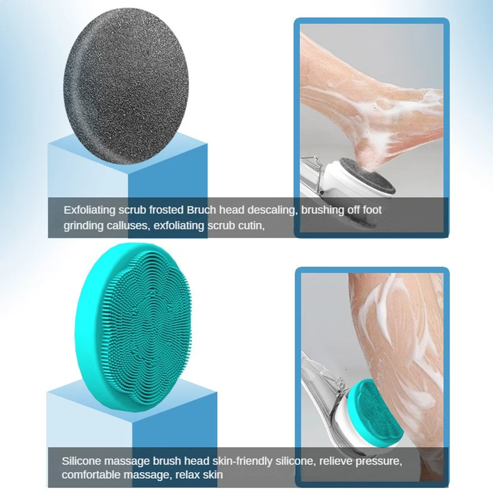 Electric Bath Brushes Shower Cleaning Body Massage Brush Multifunctional Brush Spa Waterproof IPX7 Long Handle Back Brushes 240624