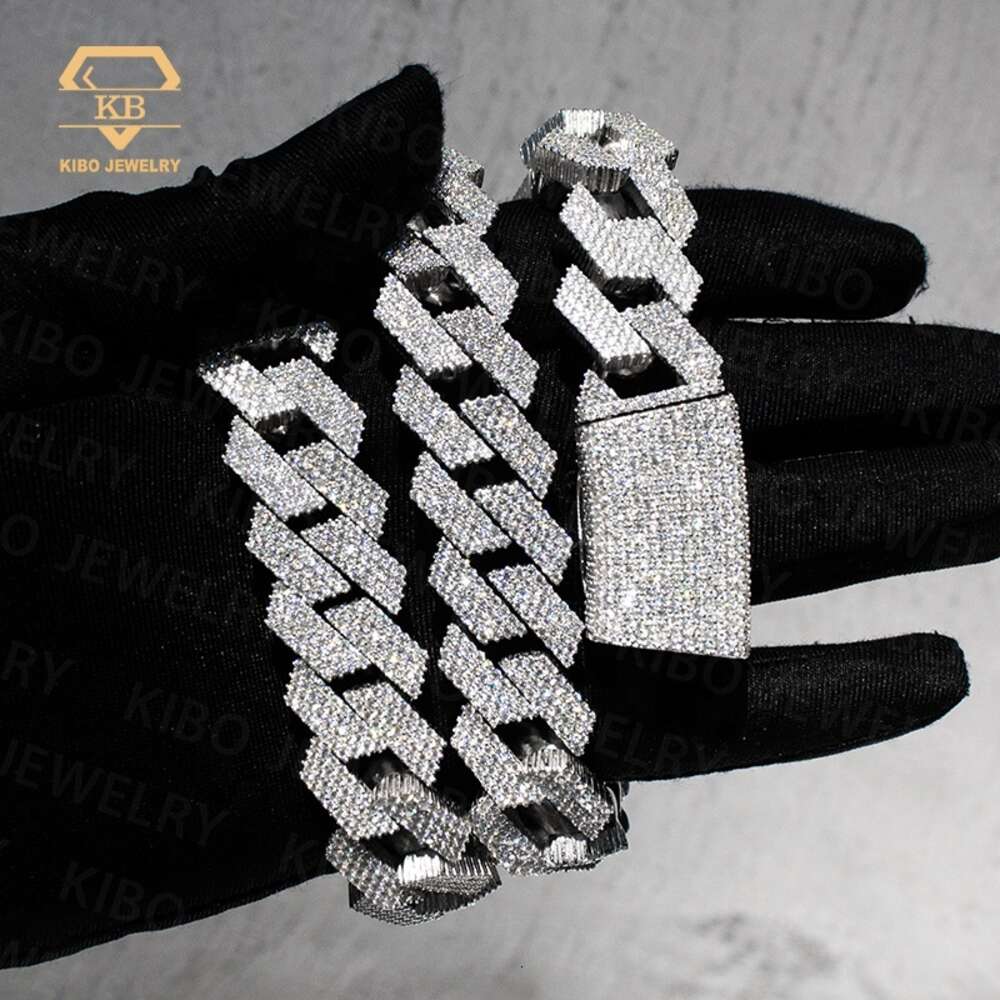 Super Big Sier Cuban Chain Moissanite Dia Hip Hop Necklace