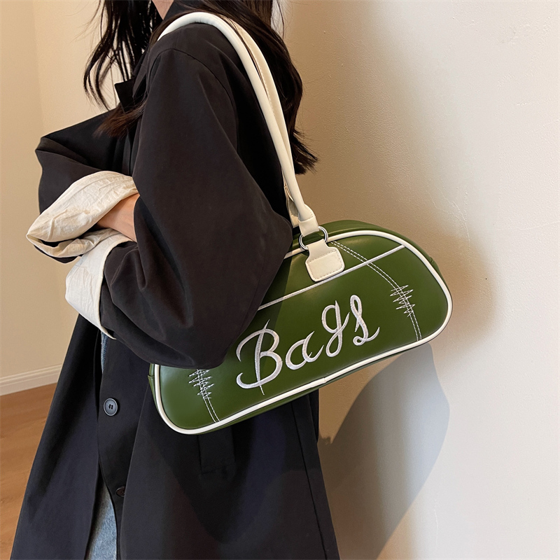 Bowling Shoulder Bags For Women Letter Embroidery Solid Color Long Handle Boston Bag 2023 Designer Handbags H6.25#32 ddmy 0ef6