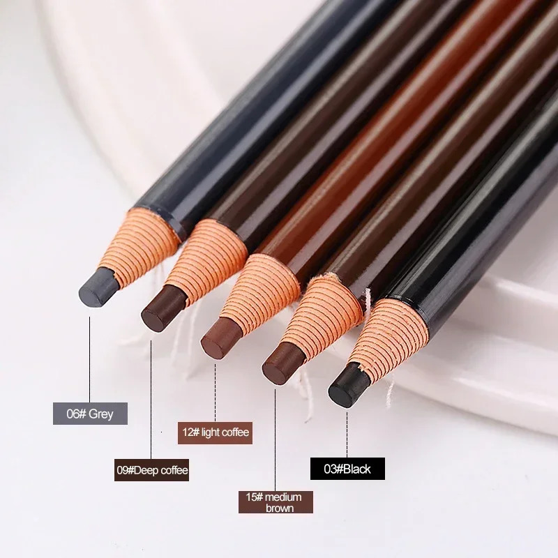 6 Colors Option Eyebrow Pencil Waterproof and Non-smudge Genuine Wood Hard Core Wholesale Wood Eyebrow Pencil Eyebrow Pen Golden 240625