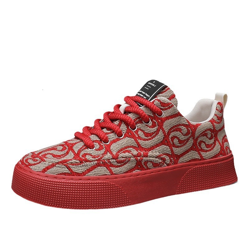 Men's Board New Printed Embroidered Fabric Surface Casual Low cut Soft Sole Trendy Sports Shoes for Men