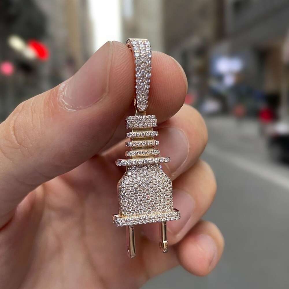 Custom 14k Gold Vvs Moissanite Pendant 925 Sterling Silver Mens Iced Out Hip Hop Letter Plug Charm Rapper Rock Jewelry