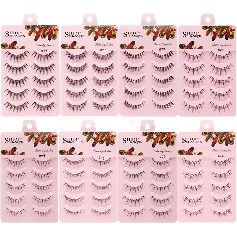 Manga Lashes 5 Pairs Anime Cosplay Faux Mink Korean Natural short Full Strip Clear Band Soft Eyelashes Extension 240624