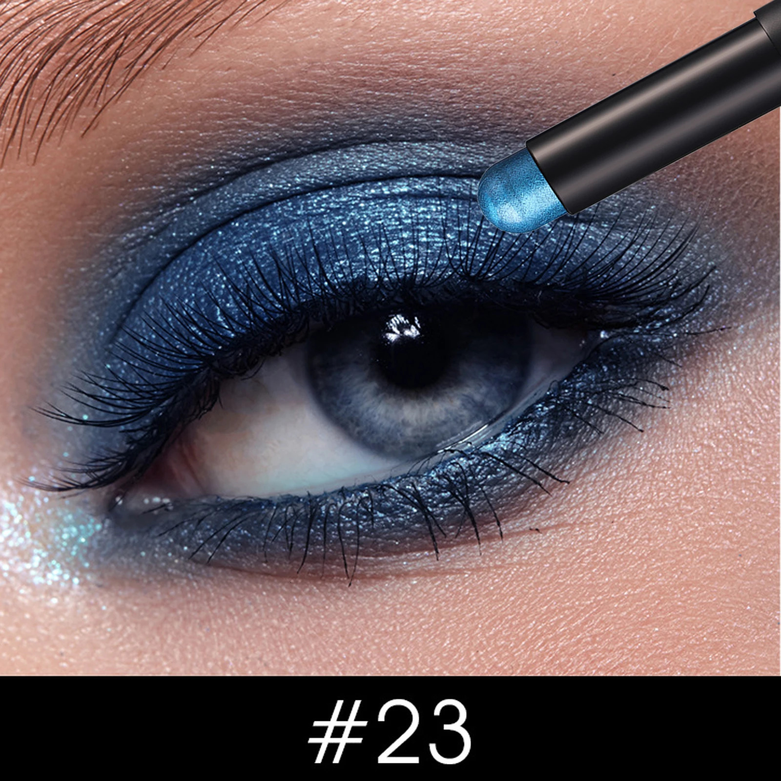 Smoky Dark Blue Eyeshadow Pencil Stick Waterproof Pearlescent 16 Colors Metallic Glitter Eye Shadow Highlighter Pen Makeup Tool 240624