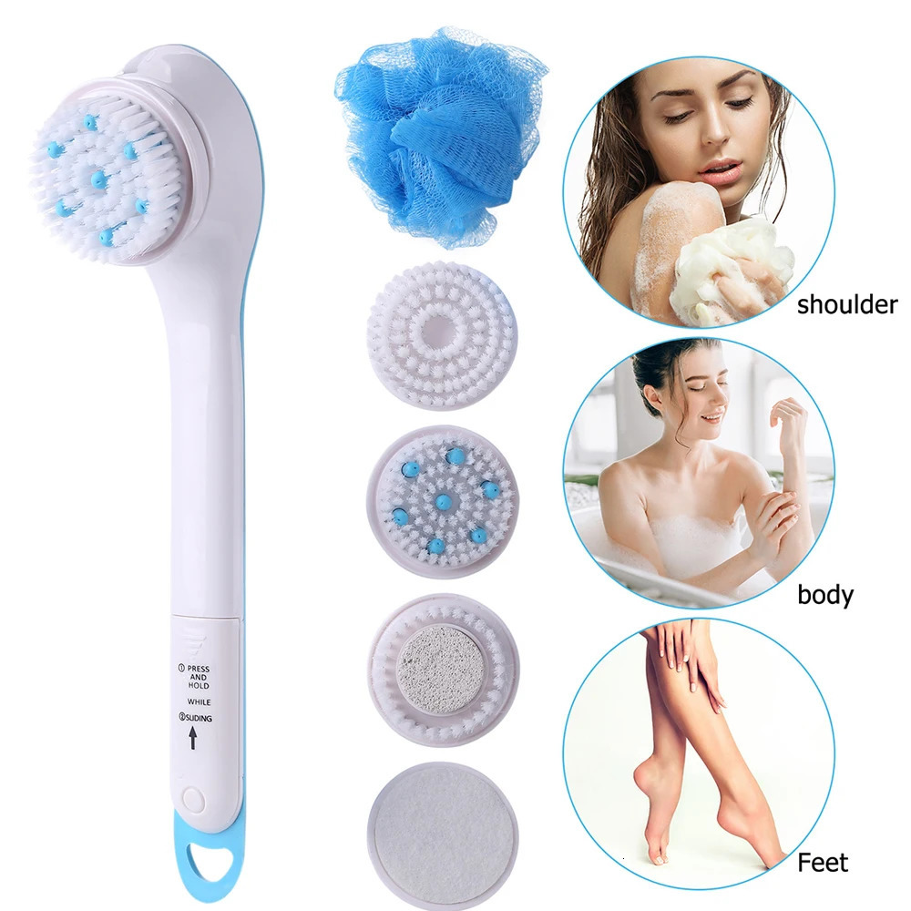 Electric Bath Brush Five Brushes in One Brush Face Wash Brush Full Body Wash Brush Soft Massage Brush Waterproof Scrubbing Brush 240624