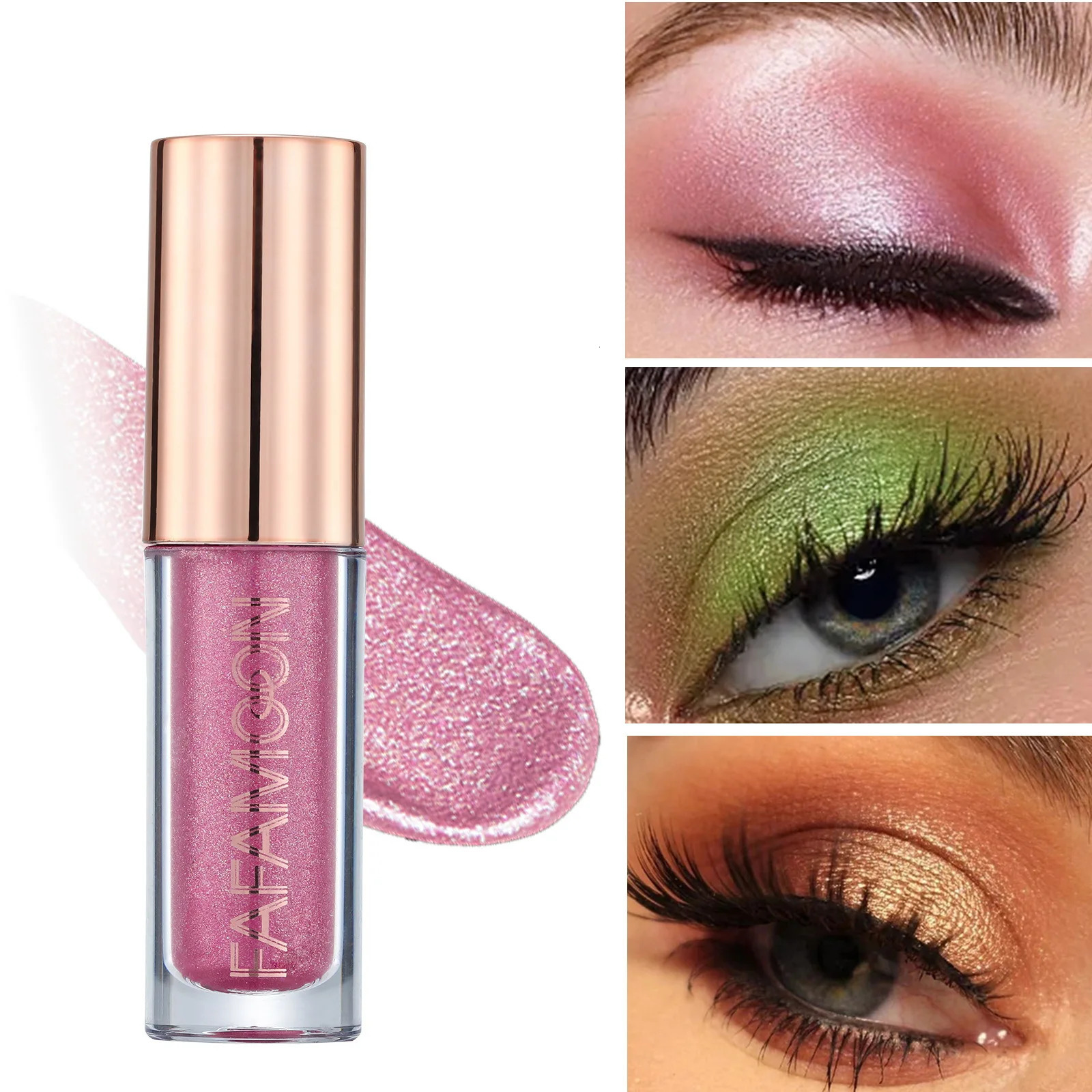 Monochrome Glitter Liquid Eyeshadow Stick Gold Purple Sequins Brighten Silkworm Makeup Highlight Waterproof Shiny Eye Cosmetics 240624