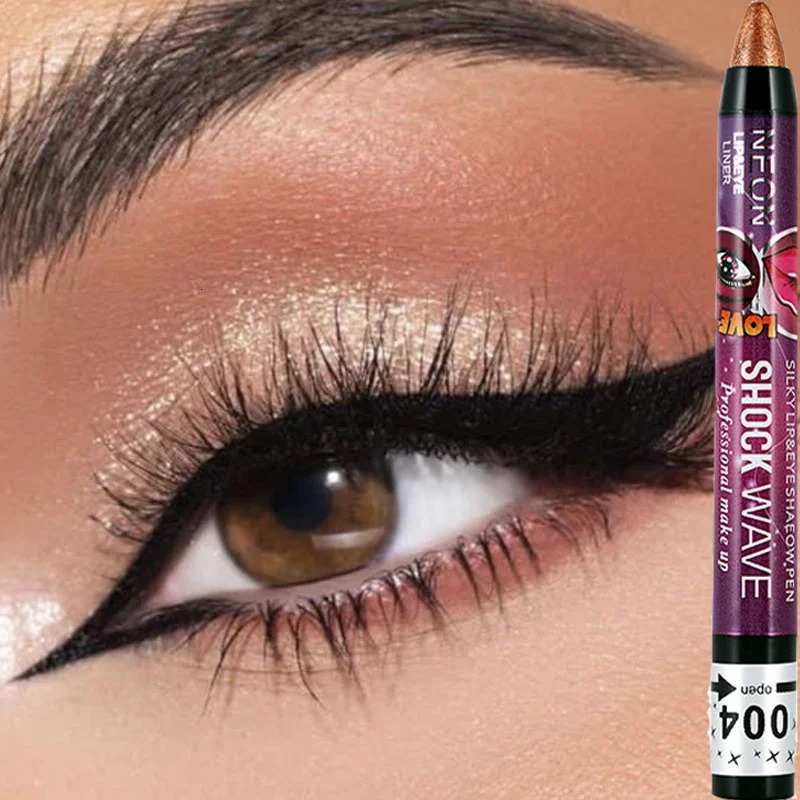 2 In 1 Eye Shadow Lipstick Pen Waterproof Not Smudge Eye Shadow Stick Lip Makeup Pen Glitter Shimmer Long-lasting Eye Shadow Pen 240624