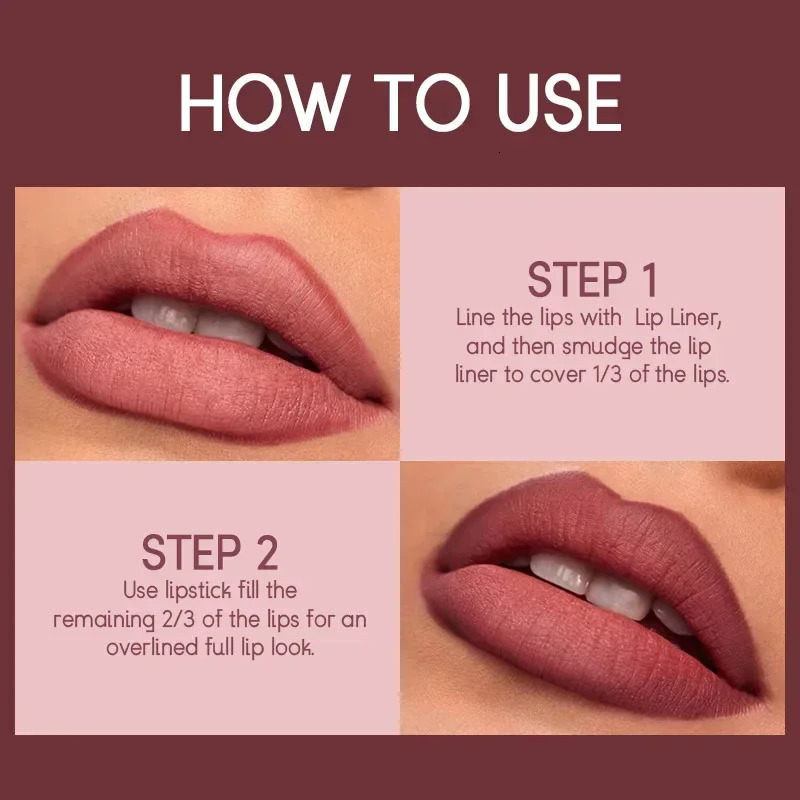 2 In 1 Lipstick Set Lip Liner Make-up for women Waterproof Long lasting Cosmetics Korean makeup Matte lipstick 240624