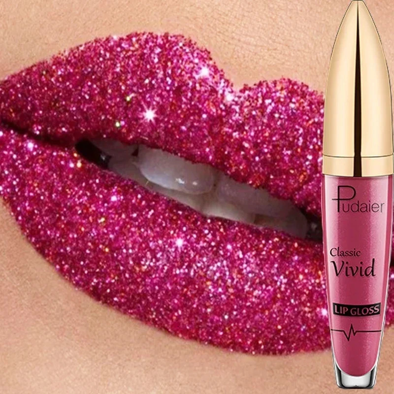 Waterproof Diamond Glitter Lip Gloss 18 Colors Long Lasting Glitter Lipstick Shiny Lip Gloss Shimmer Pearl Lipgloss Lip Make Up 240624