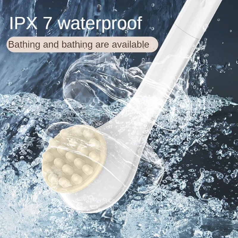 Electric Bath Brushes Bath and Body Works Silicone Body Scrubber Waterproof IPX7 Scrubber Brushes Back Long Handle Back Brushes 240624