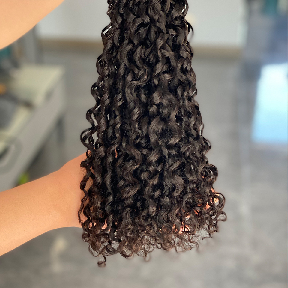 Natural Black Brazilian Double Wefts 100% Human Hair Extensions Deep Wave Kinky One Piece/lot 10-26inch Bundle Curly