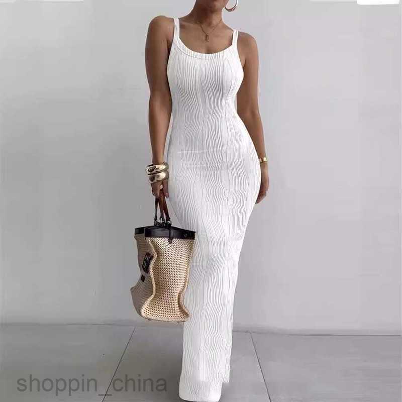 Women Dresses Summer New Fashion Print Round Neck Sleeveless suspender Slim Fit Wrap Hip Dress