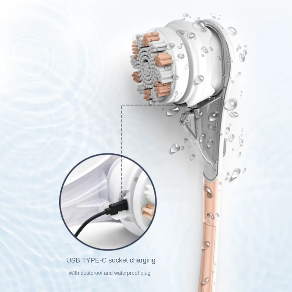 Electric Bath Brushes Shower Cleaning Body Massage Brush Multifunctional Brush Spa Waterproof IPX7 Long Handle Back Brushes 240624