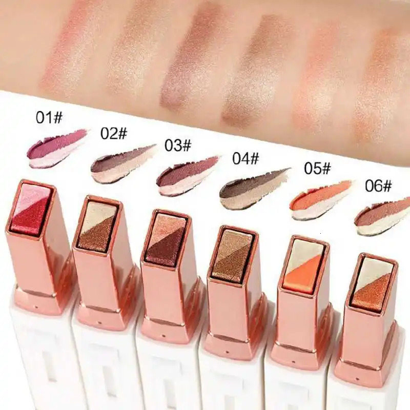 Double Color Glitter Eye shadow Stick Matte Eyeshadow Makeup Waterproof Bicolor Shimmer Cosmetics Beauty Makeup Tool 240624