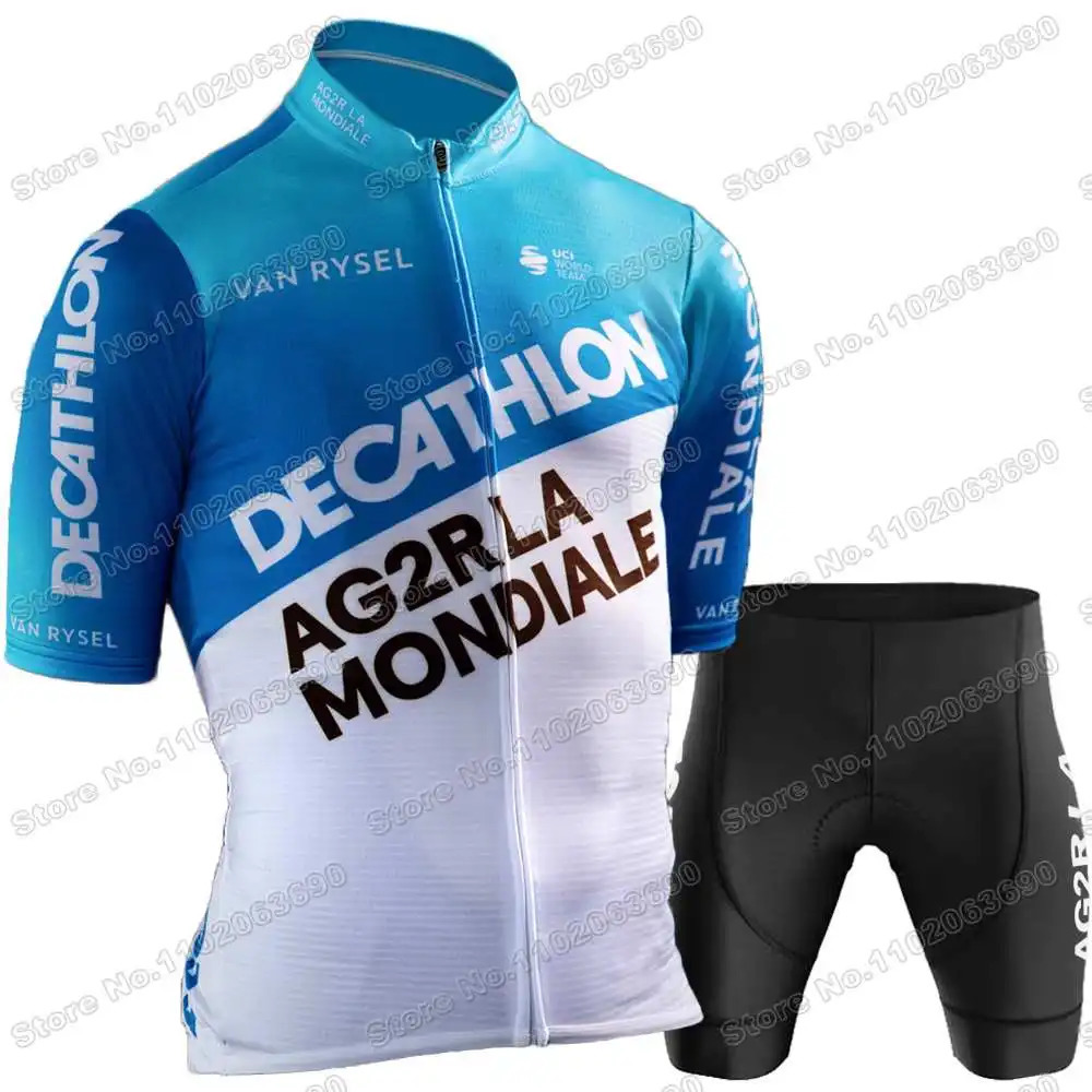 AG2R Cycling Jersey Set Summer France Pro Team Cycling Clothing Men Road Bike Shirt Suit Bicycle Bib Shorts MTB Maillot 240620