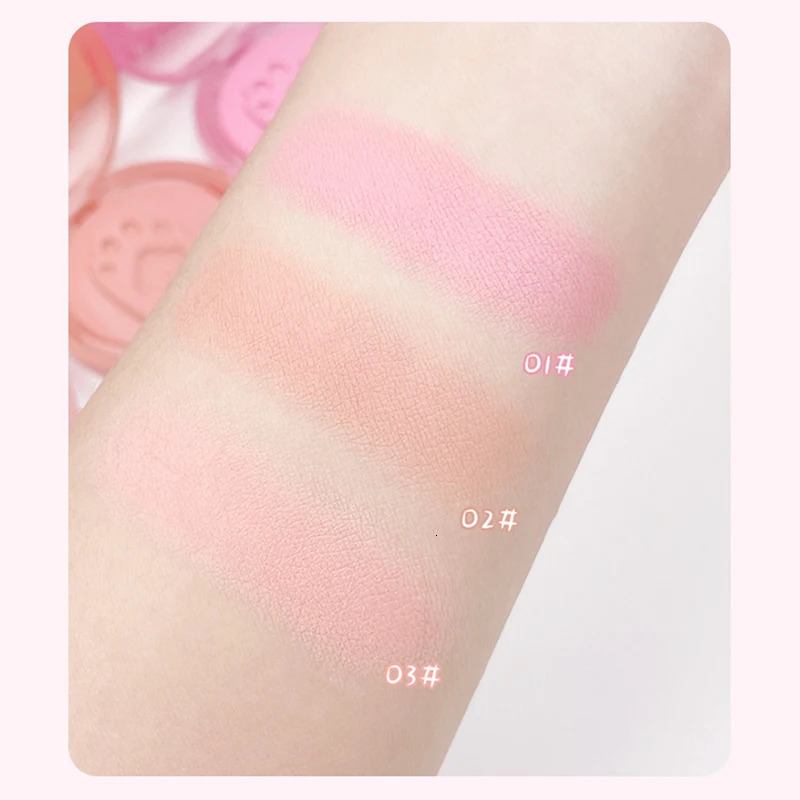 Cute Cat Foot Print Blush with A Thumb Puff Sweet Korean Girl Cheek Makeup Blusher Long Lasting Face Con Shadow Cosmetics 240624