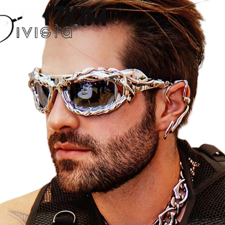 Steampunk Sunglasses Y2k Twisted Men Women Luxury Brand Trendy Hip Hop Punk Sun Glasses Male Streetwear Shades Gafas De Sol S89 0827 IVISTA