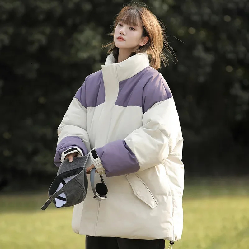 Winter New Loose and Thickened Warm Standing Collar Couple's Cotton Jacket F6.25#86