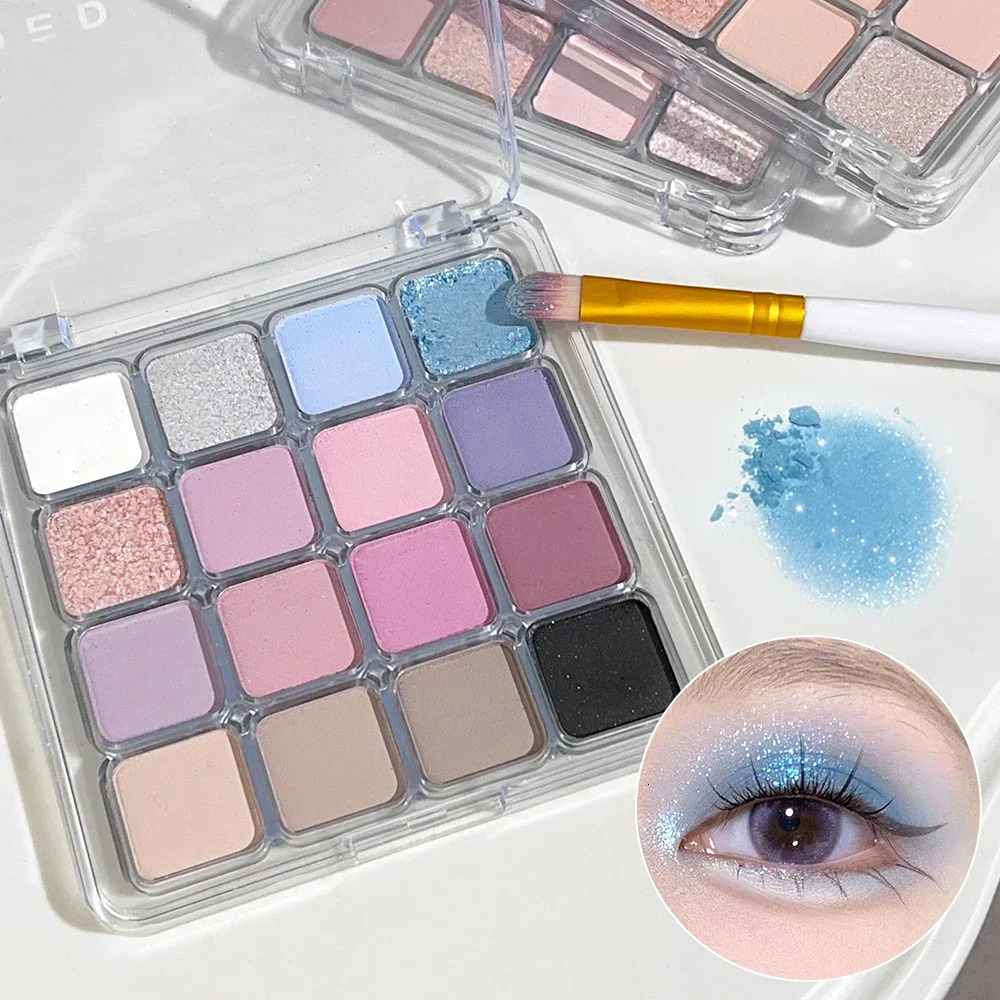 16 Colors Eyeshadow Palette Pearlescent Matte Low Saturation Waterproof Glitter Eye Shadow Lasting Eyes Makeup Korean Cosmetics 240624