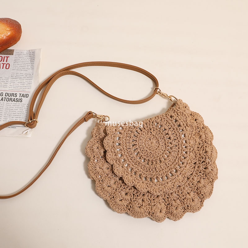 Designer Women's High Quality Classic Practical Lace Multi functional Crossbody Cotton Thread Woven Bag Hollow Out One Shoulder Vacation Beach Ba