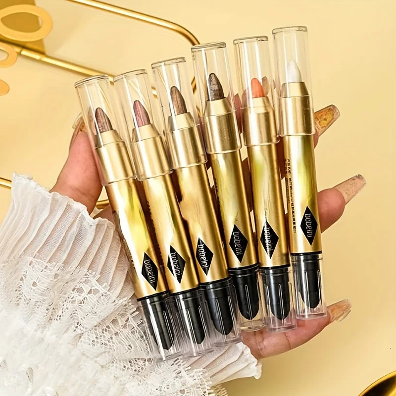 2 in 1 Pearly Eyeshadow Stick Pencil Waterproof Glitter Matte Eyeshadow Makeup High Pigmented Eyelid Under Crease Eyeshadow Pen 240624