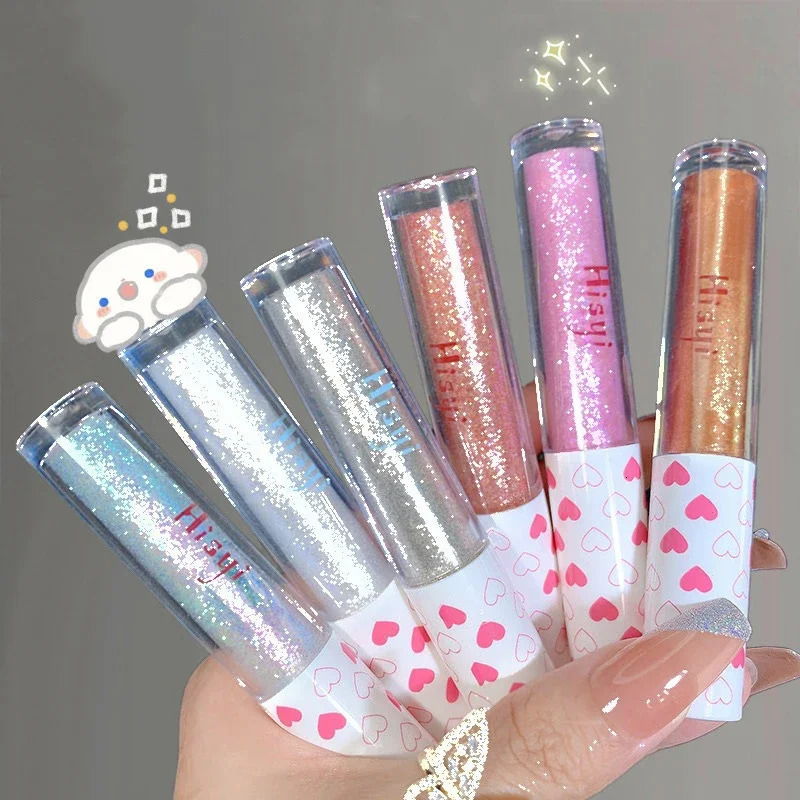 Liquid Eye Shadow Highlighter Water Proof Super Shiny Lasting Flakes Monochromatic Glitter Brighten Silkworm Makeup Maquillaje 240624