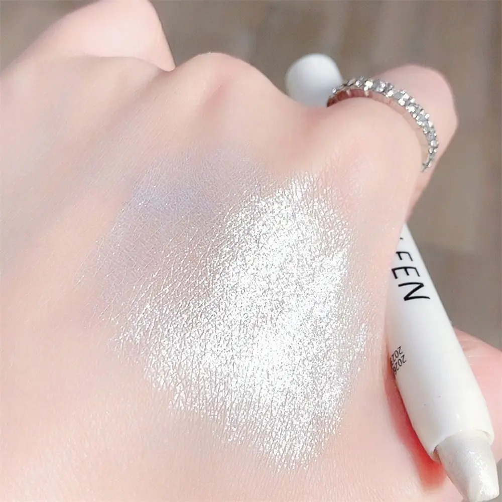 White Silver Glitter Highlighter Pen Pearlescent Lying Silkworm Pencil Long-lasting Waterproof Eyes Stick Eye Makeup 240624