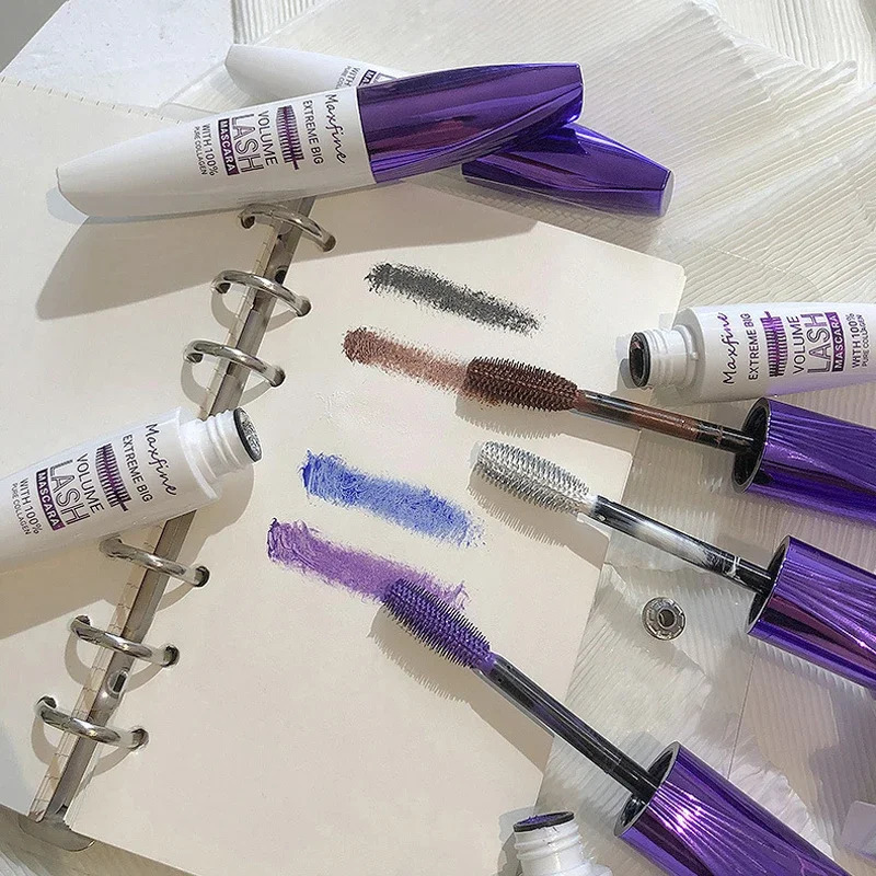 Colorful Matte Mascara 4D Silk Fiber Waterproof Lasting Curling Eyelashes Extension Black Purple Mascara Eyes Makeup Cosmetics 240625