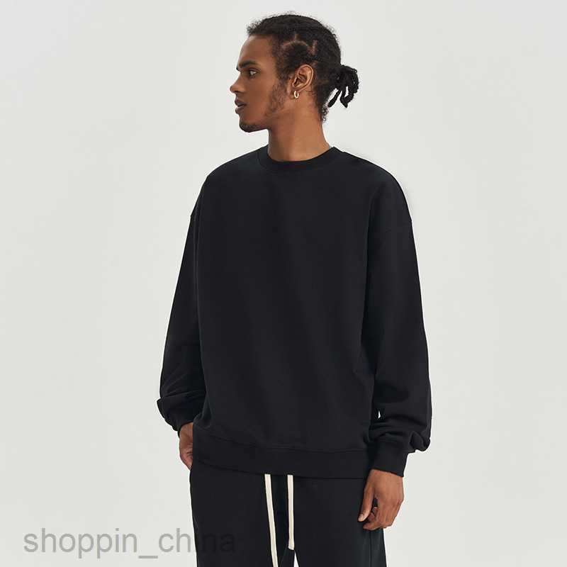 Men's Hoodies Sweatshirts Autumn/Winter New 450G Terry Solid Round Neck Mens Sweater Thickened Fashion Brand Loose