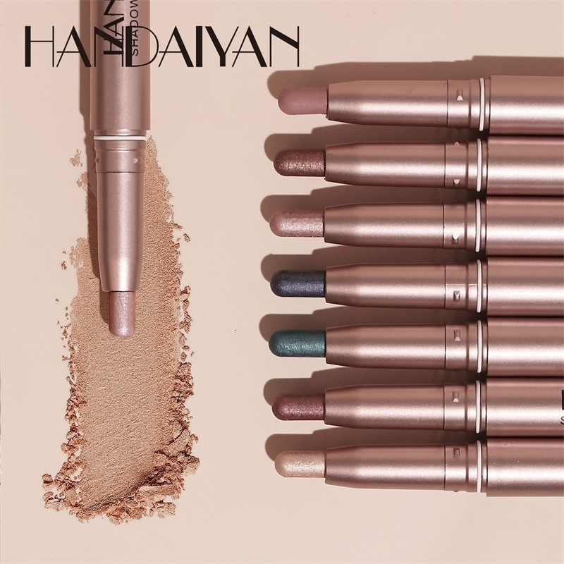 Double-head Eyeshadow Stick Diamond Shimmer Highlighter Pencil Pearl Pigment Long Lasting Cream Eye Shadow Matte Brush Pen 240624