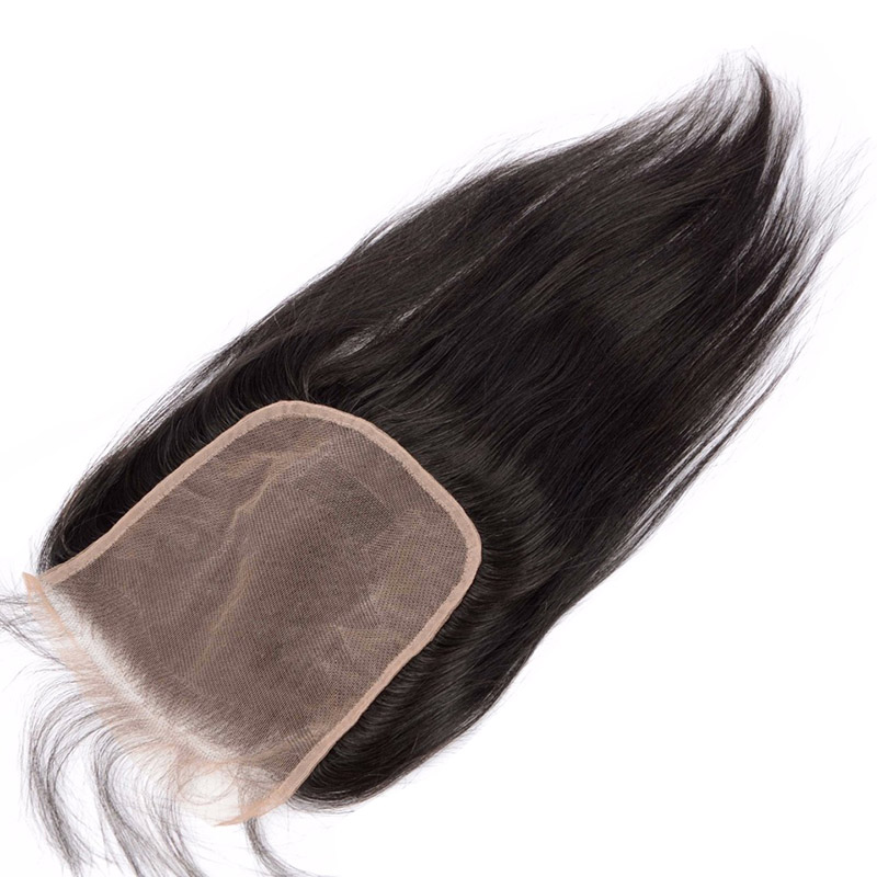 Brazilian Human Hair 7X7 Lace Closure Silky Straight 12-24inch Natural Color Free Part Pre Plucked