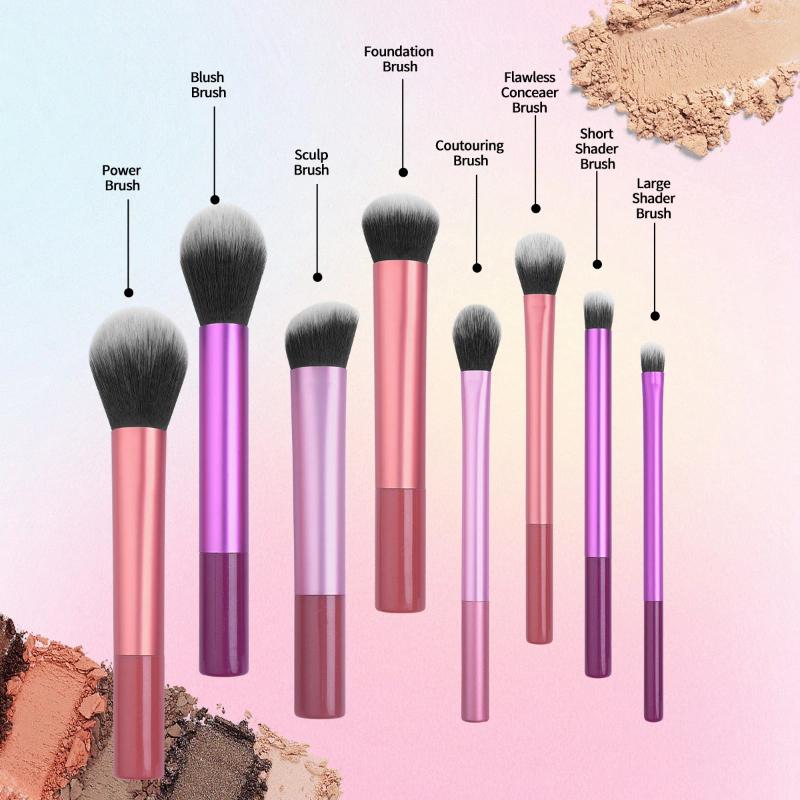 Makeup Brushes MAANGE 8PCS Brush Set Soft Fluffy Hair Make Up Foundation Blush Eyeshadow Cosmetic Tools For Beginner