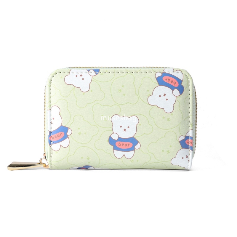 Fashionable Women's Designer Classic Vintage Zipper Mini Cute Cartoon Cute Bear Lightweight and Practical Multi functional Multi Card Position Or