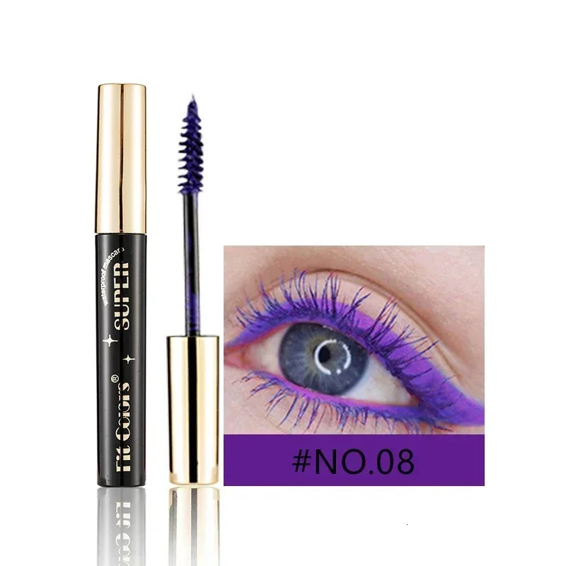 14 Color Mascara Thick Curl Waterproof Non-smudding Stage Makeup Natural Lasting Purple White Red 240625