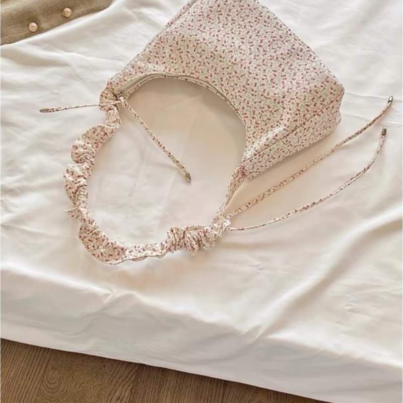 Niche Design Instagram Spring/Summer Folded Flower Crossbody Bag New Niche Design Large Capacity Shoulder Bag Sweet Drawstring Commuter Bag