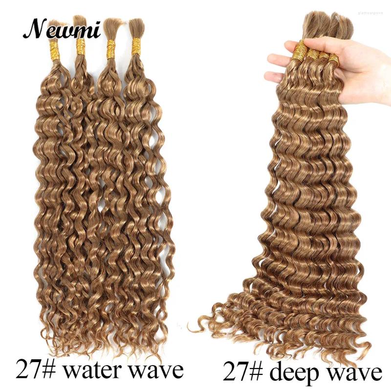 30# Deep Wave Bulk Human Braiding Hair For Boho /Bohemian Braids Water No Weft Put Curls In Brown Color 27#