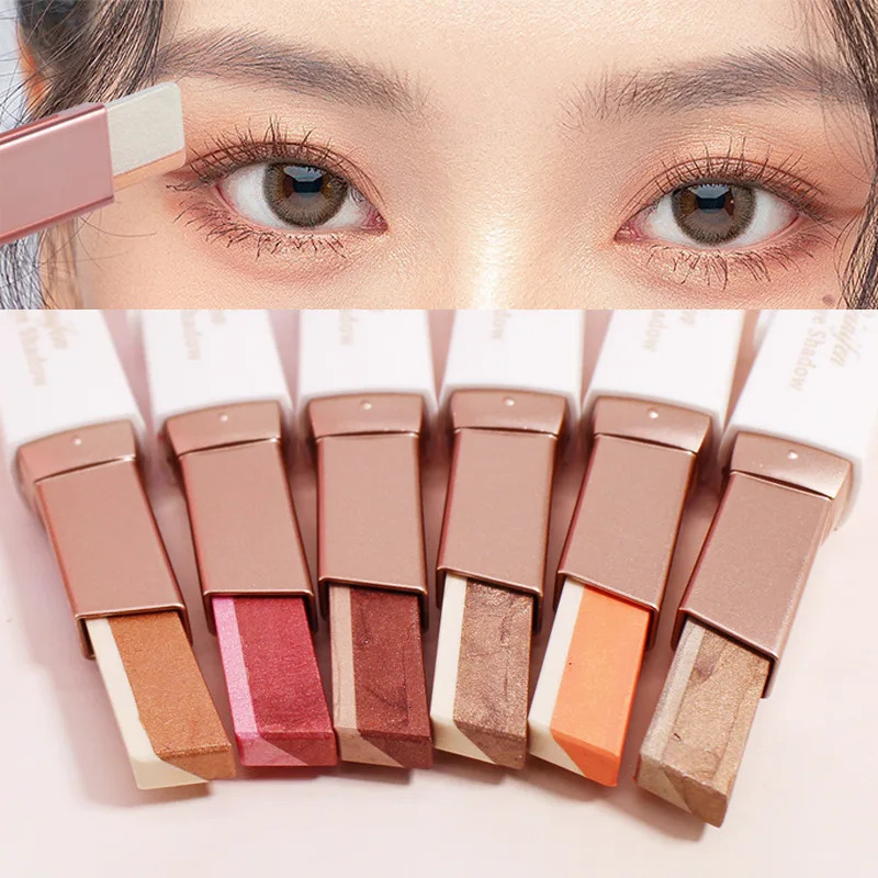 Double Color Glitter Eye shadow Stick Pencil Eyeshadow Makeup Waterproof Bicolor Shimmer Cosmetics Beauty Makeup Tool 240624