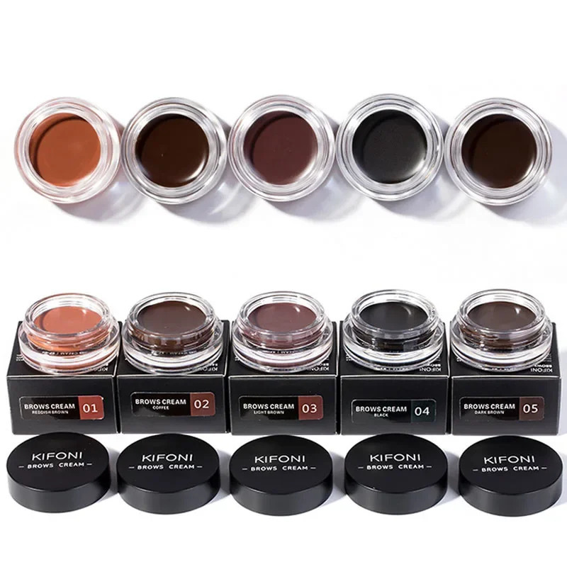 4g Eye Brow Makeup Tool Waterproof Long Lasting Dyed Quick Drying EyeBrow Cream 5 Color Black Brown Eyebrow with Brow Brush 240625