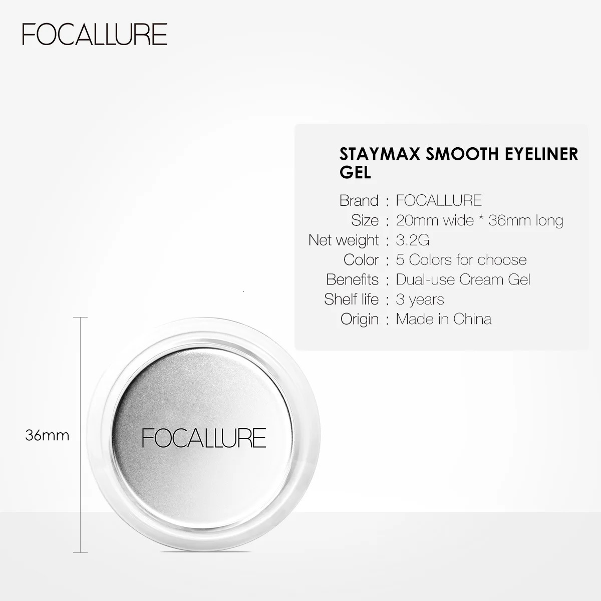 FOCALLURE 5 Color Eyebrow Pomade Eyebrow Eyeliner Gel Waterproof Long-lasting Creamy Texture Tinted Sculpted Brow Gel with Brush 240625