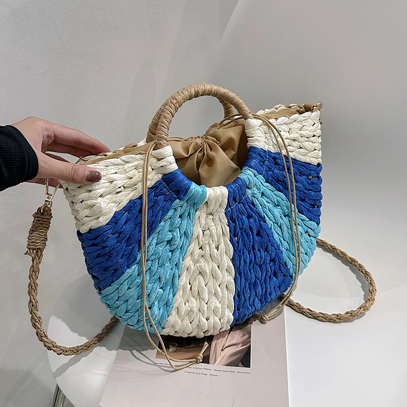 2024 Handmade Bags for Women Weaving Ladies Straw Wrapped Beach Bag Moon Shaped Top Handle Handbags H6.21#37 ddmy 2a9a