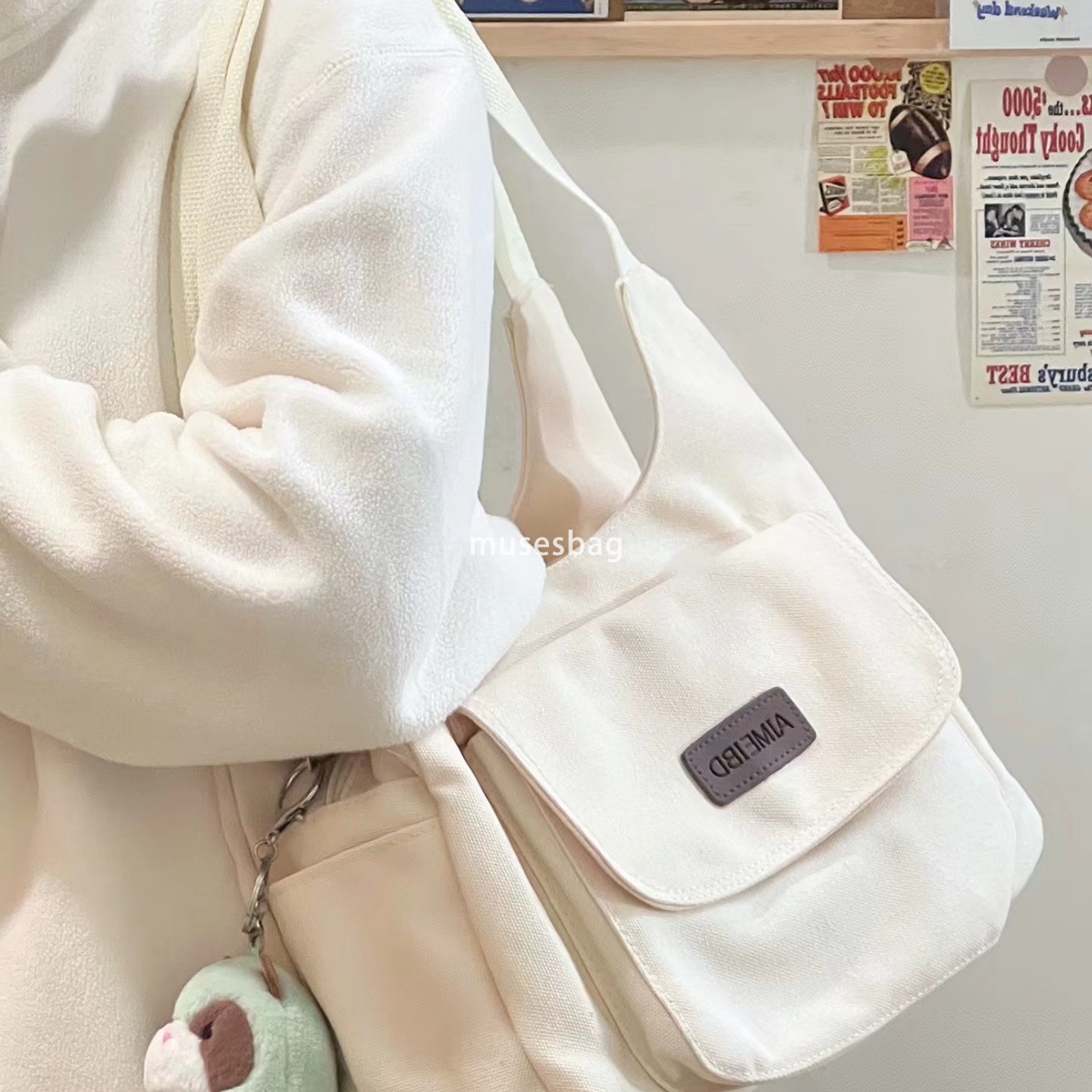 Street trend college style student commuting bag, Japanese Instagram style retro commuting tote bag women's new niche design simple and casual ca