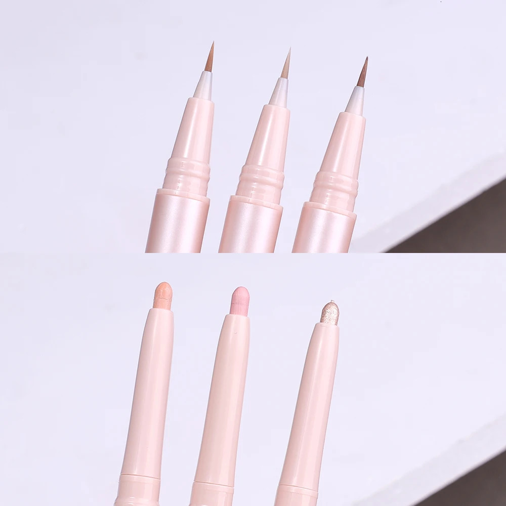 Double Ended Lying Silkworm Pencil Highlighter Makeup Pen enlarge eyes Under Eye Highlighter Makeup Stick Slim soft tip 240624