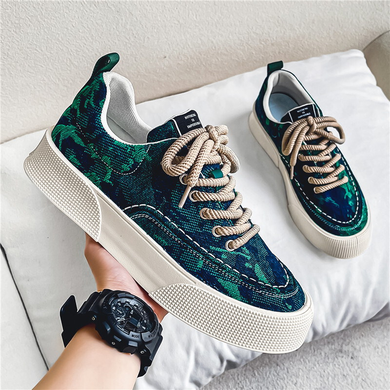 Designer Plus Size Canvas Hot Edged Thick Soled Printed Outdoor Men's Fashion Shoes