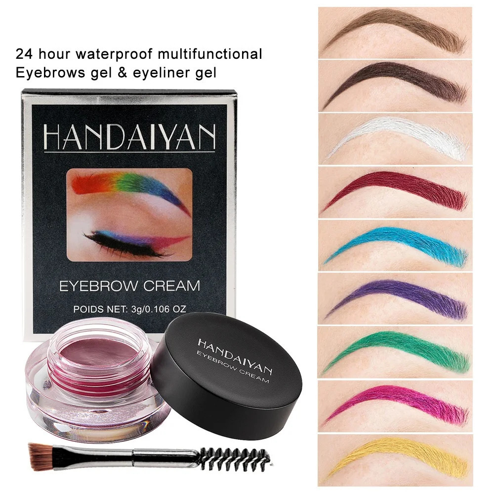12-color waterproof not easy to fade dizzy waterproof color-dyed eyebrow cream eyebrow powder eyebrow pencil with brush 240625