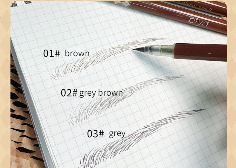 Biya Liquid Eyebrow Pen Altra Thin 0.01mm Waterproof Eyebrow Pencil Sweat-proof and Colorfast Easy To Draw Brown Eyebrow Grey 240625