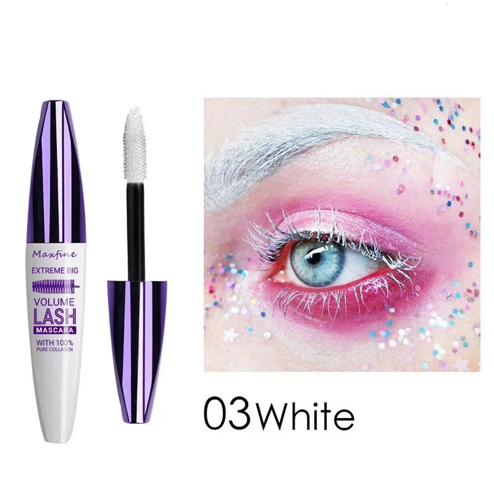 5D Multi-color Mascara Waterproof Fast Dry Eyelashes Curls Extension Make-Up Eyelashes Blue Purple Black White Gold Ink Mascara 240625