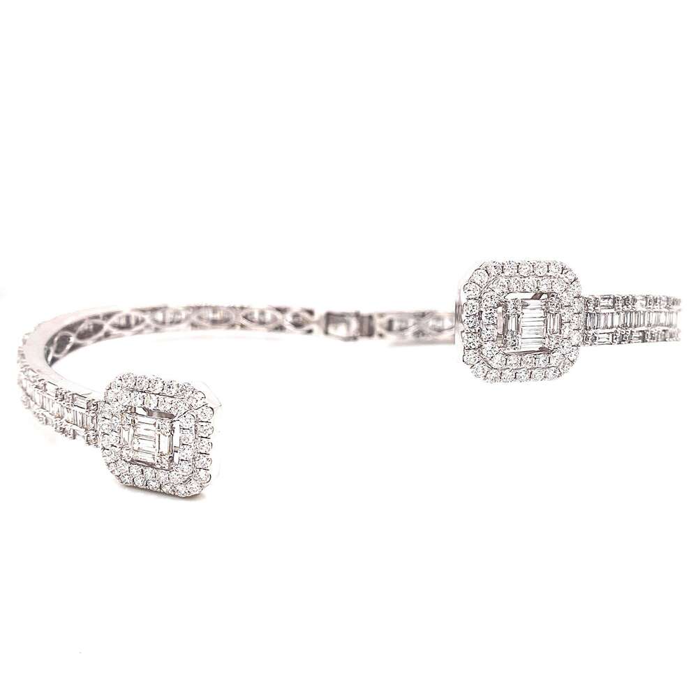 Hip Hop Sterg Sier Rose Gold Plated Iced Out Split Vvs Moissanite Bracelet Dia Baguette Bangle