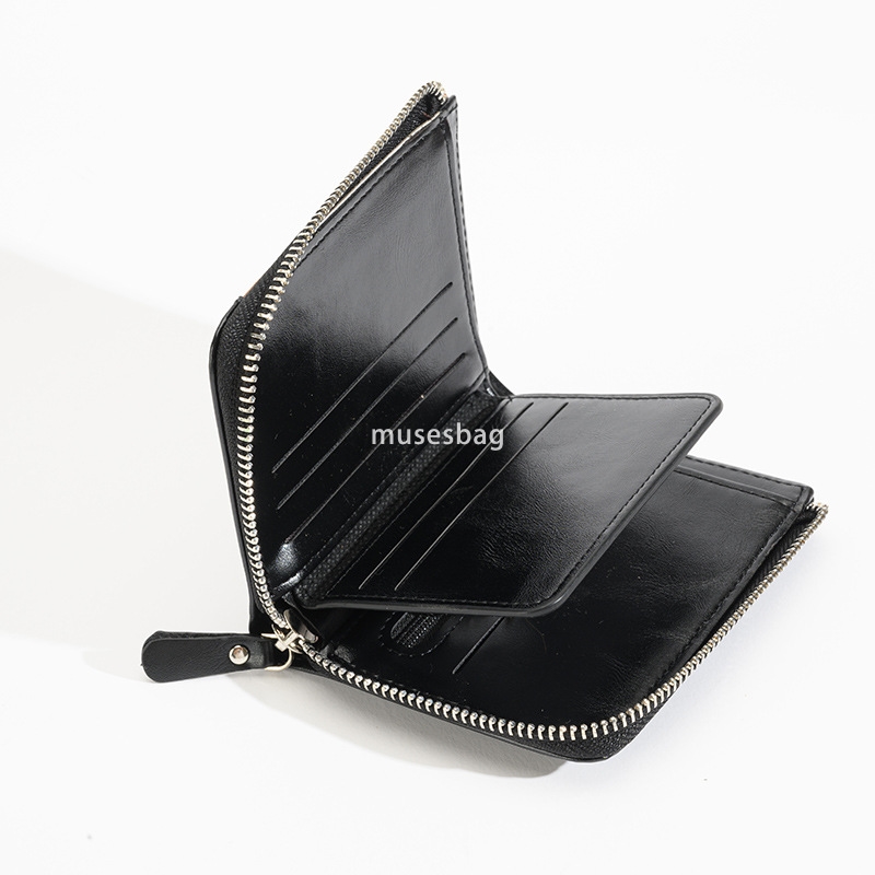 Designer Men's High Quality Classic Retro RFID Anti Theft Brush Wallet Practical Multi functional Short Vertical Zipper Wallet Multi functional Z