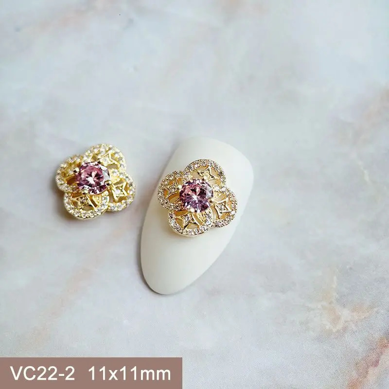 10pcslot Pink Red Love Heart Flower Alloy Nail Art Zircon Crystal Metal Manicure Nails Accesorios Supplies Decorations Charms 240624